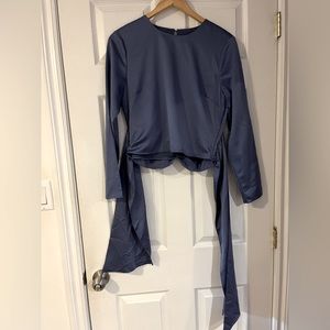 Dynamite Satin Tie-Front Blouse